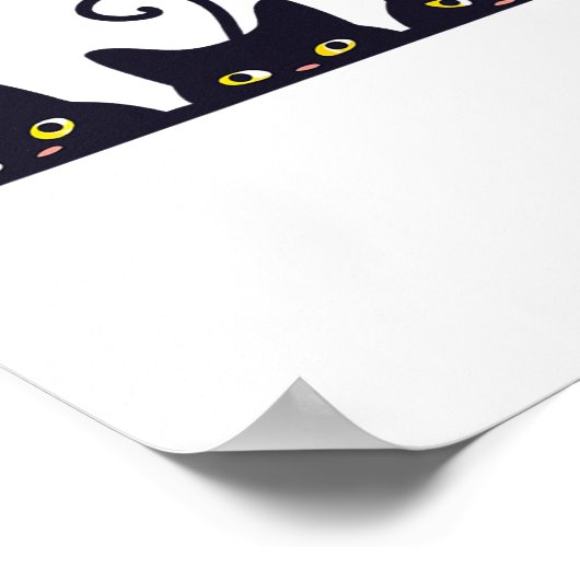 3 Black Cats Funny Cat Lovers Design Vrouwen Manne Poster (Hoek)