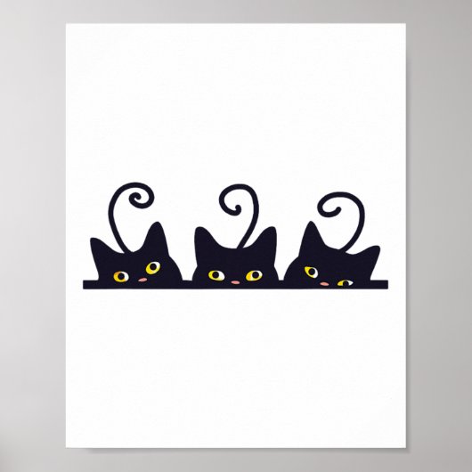 3 Black Cats Funny Cat Lovers Design Vrouwen Manne Poster (Voorkant)