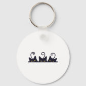 3 Black Cats Funny Cat Lovers Design Vrouwen Manne Sleutelhanger (Voorkant)