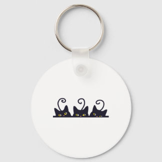 3 Black Cats Funny Cat Lovers Design Vrouwen Manne Sleutelhanger