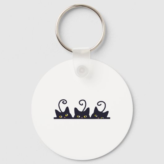 3 Black Cats Funny Cat Lovers Design Vrouwen Manne Sleutelhanger (Voorkant)
