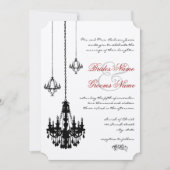3 Black Chandeliers Red Accents Wedding Kaart (Voorkant)