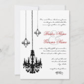 3 Black Chandeliers Red Accents Wedding Kaart (Voorkant)