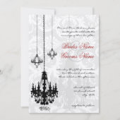 3 Black Chandeliers Shadow Damask Wedding I Kaart (Voorkant)