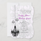 3 Black Chandeliers Shadow Damask Wedding Invites Kaart (Voorkant)