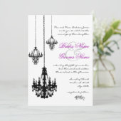 3 Black Chandeliers Wedding Invitations Kaart (Staand voorkant)