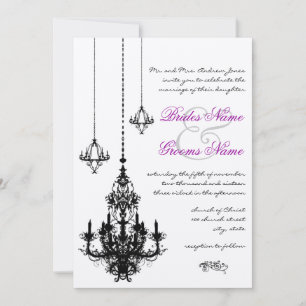 3 Black Chandeliers Wedding Invitations Kaart