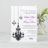 3 Black Chandeliers Wedding Invitations Kaart (Staand voorkant)