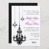 3 Black Chandeliers Wedding Invitations Kaart (Voorkant / Achterkant)