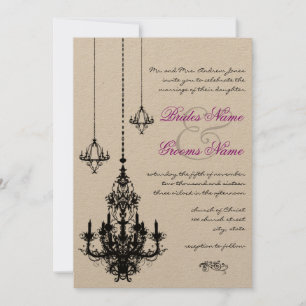 3 Black Chandeliers Wedding Invitations Kaart