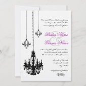 3 Black Chandeliers Wedding Invitations Kaart (Voorkant)
