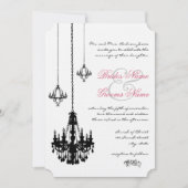 3 Black Chandeliers Wedding Invitations Kaart (Voorkant)