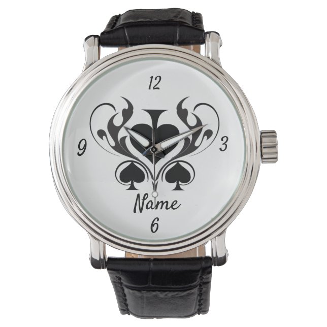 3 Black Spades Tribal Thunder_Cove Horloge (Voorkant)