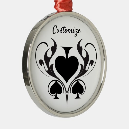 3 Black Spades Tribal Thunder_Cove Metalen Ornament (Rechts)