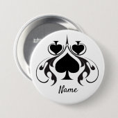 3 Black Spades Tribal Thunder_Cove Ronde Button 7,6 Cm (Voorkant /achterkant)