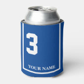 3 Blauw met Witte Paard Zadeldeken Custom Blikjeskoeler (Blikje Voorkant)