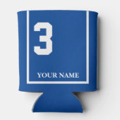 3 Blauw met Witte Paard Zadeldeken Custom Blikjeskoeler (Achterkant)