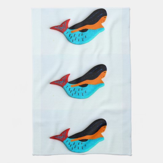 3 blauwe keukenhanddoeken (Verticaal)