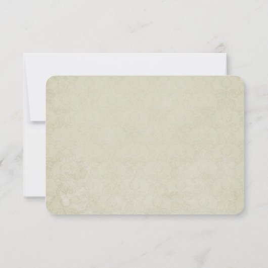 3 Blauwgroen Waterverf Rozen op Tan Damask Dank u Bedankkaart (Achterkant)