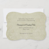 3 Blauwgroen Waterverf Rozen op Tan Damask Wedding Kaart (Achterkant)