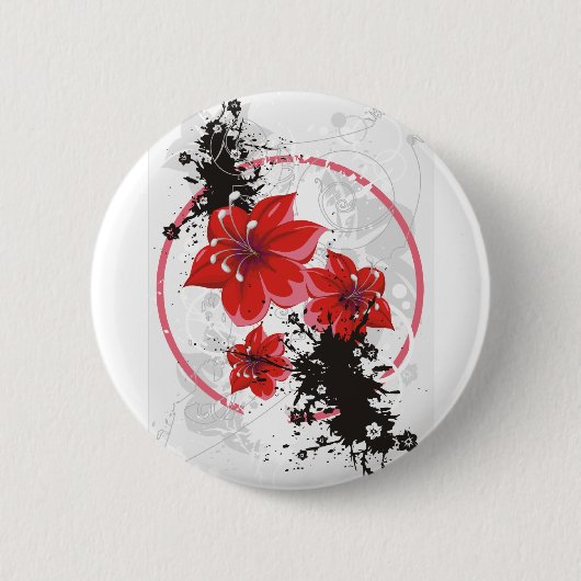3 bloemen - Kleur Ronde Button 5,7 Cm (Voorkant)