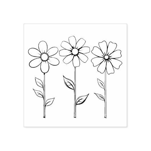 3 bloemen overzicht rubberstempel (Afrduk)