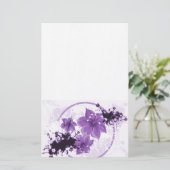 3  bloemen - Paars Briefpapier (Staand voorkant)