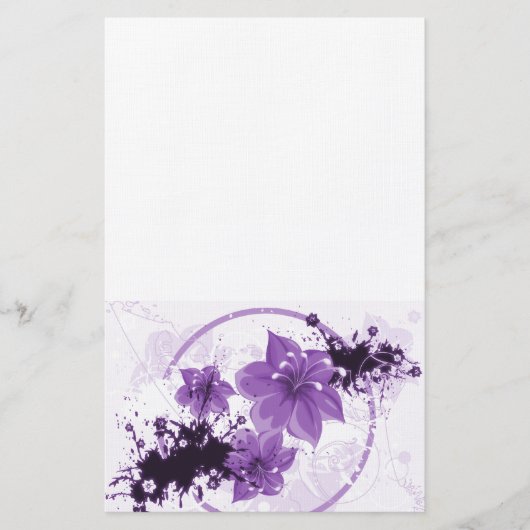 3  bloemen - Paars Briefpapier (Voorkant)