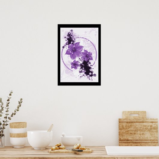 3  bloemen - Paars Poster (Keuken)