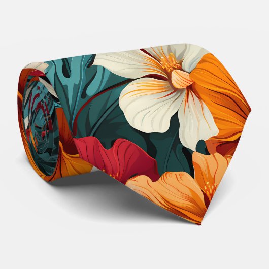 #3 Bloemen patroon Stropdas (Opgerold)