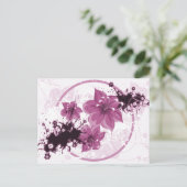 3  bloemen - roze briefkaart (Staand voorkant)
