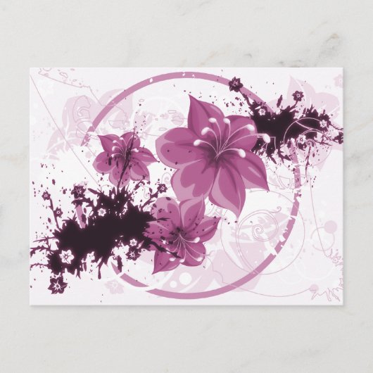 3  bloemen - roze briefkaart (Voorkant)