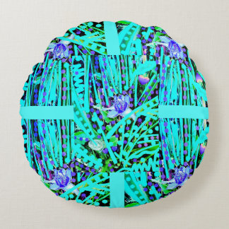 3 Blue Heart Moons & Wonder Blue Roos rond kussen