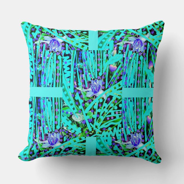 3 Blue Heart Moons & Wonder Roos Quadrate Kussen (Voorkant)