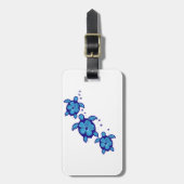 3 Blue Honu Turtles Bagagelabel (Voorkant verticaal)