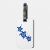 3 Blue Honu Turtles Bagagelabel (Achterkant verticaal)