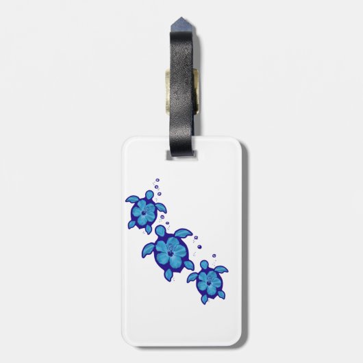 3 Blue Honu Turtles Bagagelabel (Achterkant verticaal)