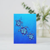 3 Blue Honu Turtles Briefkaart (Staand voorkant)