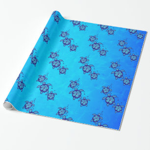 3 Blue Honu Turtles Cadeaupapier