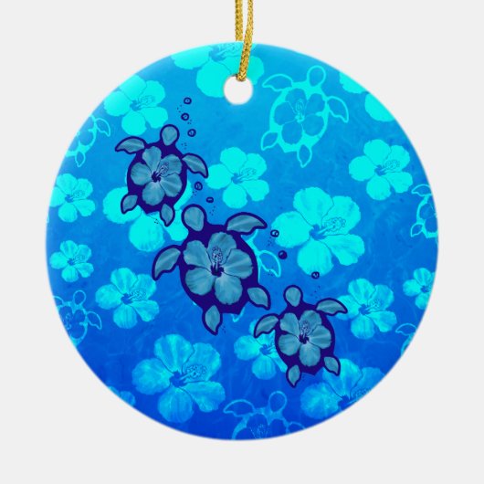 3 Blue Honu Turtles Keramisch Ornament (Voorkant)