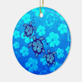 3 Blue Honu Turtles Keramisch Ornament (Links)
