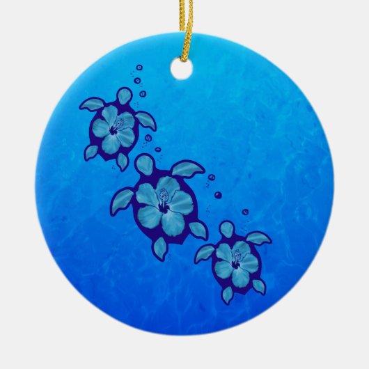 3 Blue Honu Turtles Keramisch Ornament (Voorkant)