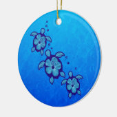 3 Blue Honu Turtles Keramisch Ornament (Links)