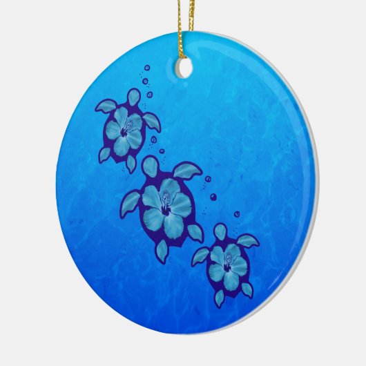 3 Blue Honu Turtles Keramisch Ornament (Links)