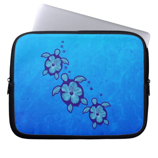 3 Blue Honu Turtles Laptop Sleeve (Voorkant)
