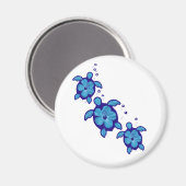 3 Blue Honu Turtles Magneet (Voorkant / Achterkant)