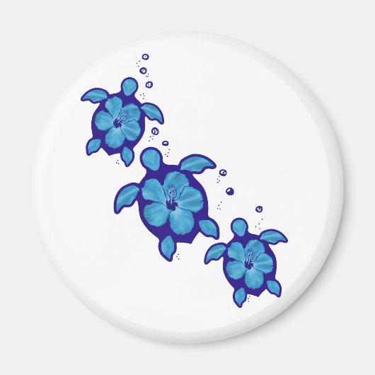 3 Blue Honu Turtles Magneet (Voorkant)