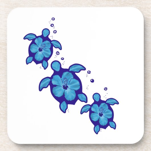 3 Blue Honu Turtles Onderzetter (Voorkant)