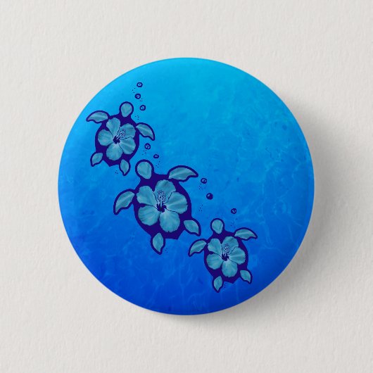 3 Blue Honu Turtles Ronde Button 5,7 Cm (Voorkant)