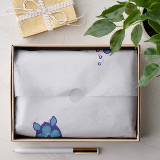 3 Blue Honu Turtles Tissuepapier (Geschenk)